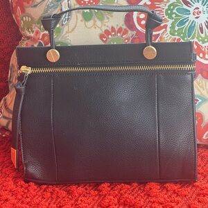 Foley & Corinna Elegant Black Leather Handbag